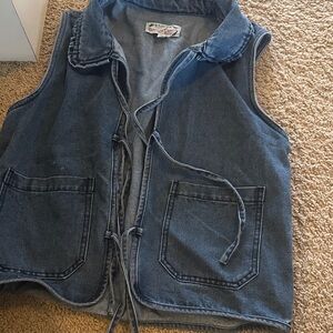 Stoosh Denim Blue Sleeveless Tie-Front Vest